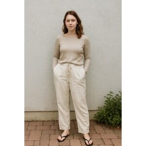 J. Jill Love Linen Pants Womens XL‎ Tall Beige Drawstring Casual Trousers Beach